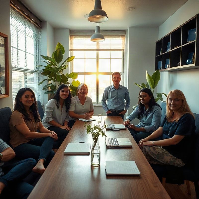 Equipe de seis profissionais da Cloudopulse em escritório em Porto Alegre